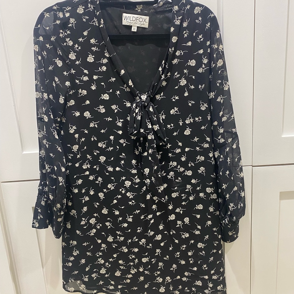 Wildfox Black and White Floral Top